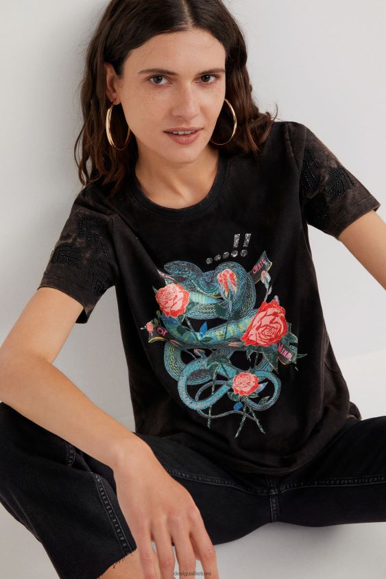 Desigual moterys meniški gyvatės marškinėliai apranga S606BV1090