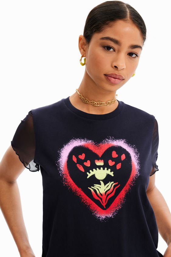 Desigual moterys meniški širdies marškinėliai apranga S606BV893