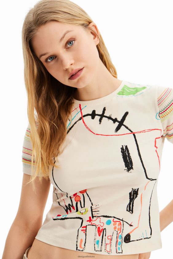 Desigual moterys meniški megzti marškinėliai apranga S606BV1008