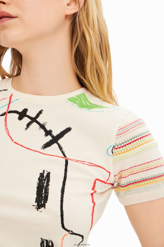 Desigual moterys meniški megzti marškinėliai apranga S606BV1008