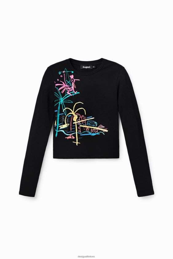 Desigual moterys meniški trumpi ploni marškinėliai apranga S606BV442