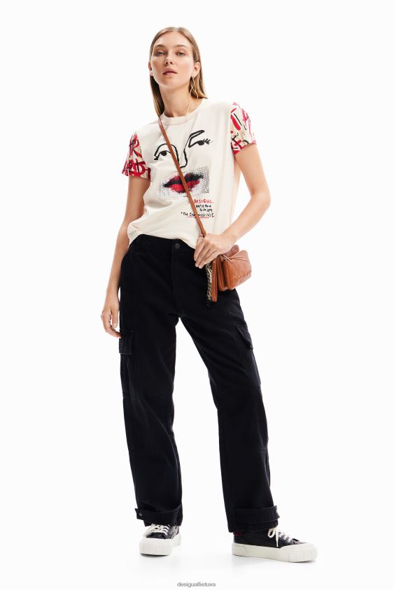 Desigual moterys meniški veido marškinėliai apranga S606BV991