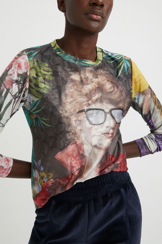 Desigual moterys meno kūrinių marškinėliai apranga S606BV1105