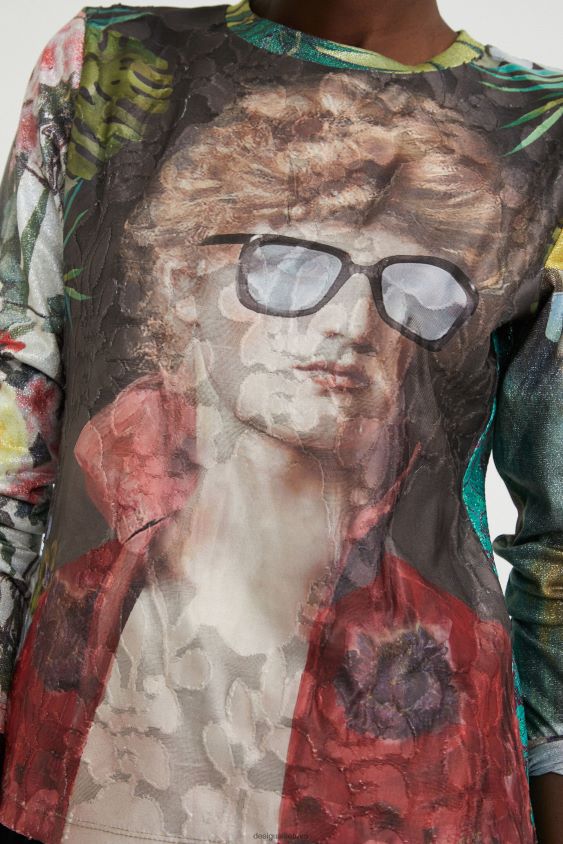 Desigual moterys meno kūrinių marškinėliai apranga S606BV1105