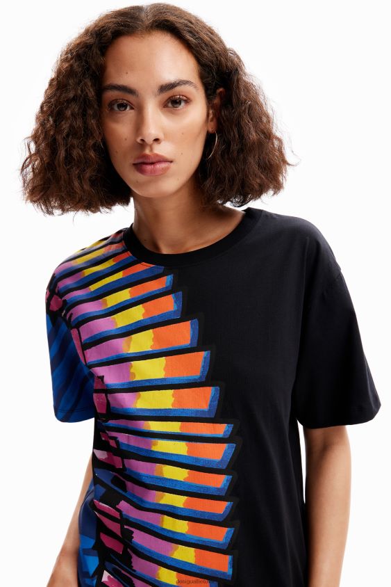 Desigual moterys negabaritinių karoliukais puošti tropiniai marškinėliai apranga S606BV908