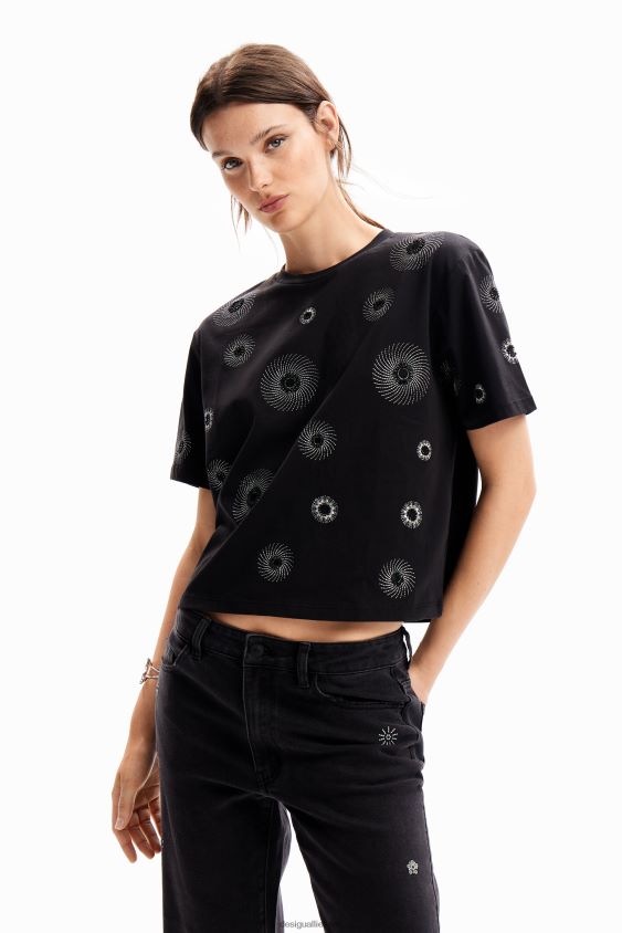 Desigual moterys oversize siuvinėti marškinėliai apranga S606BV99