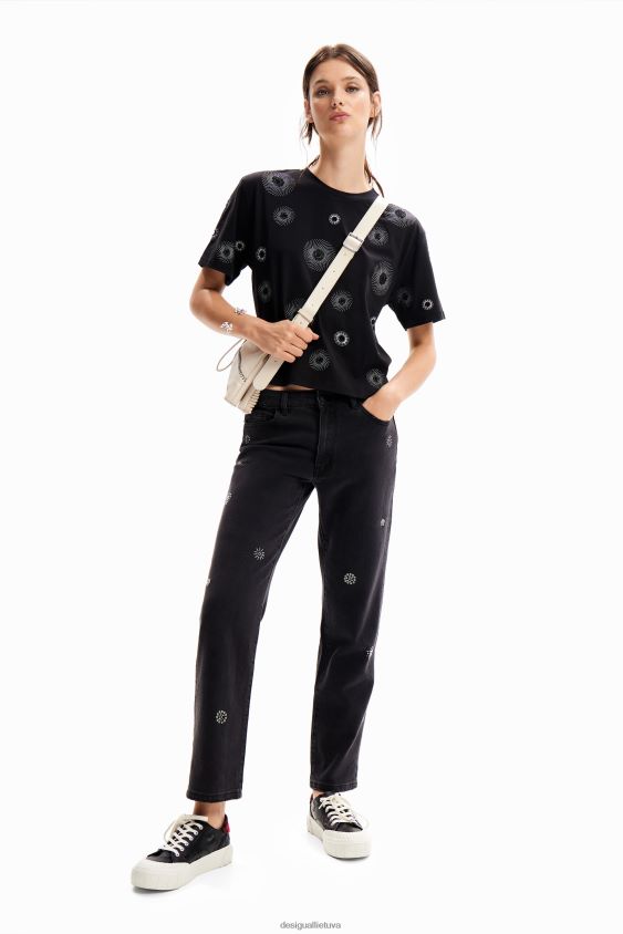 Desigual moterys oversize siuvinėti marškinėliai apranga S606BV99