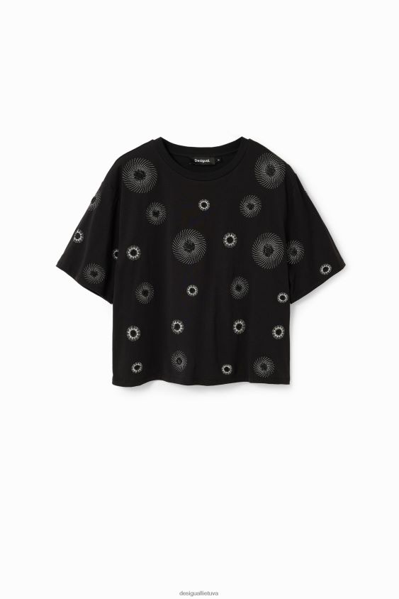 Desigual moterys oversize siuvinėti marškinėliai apranga S606BV99