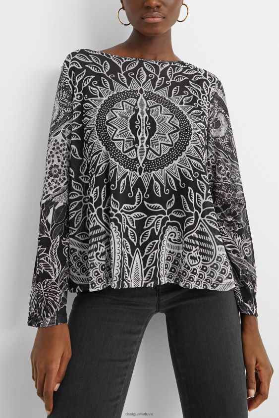 Desigual moterys pūkuoti mandalų marškinėliai apranga S606BV1097