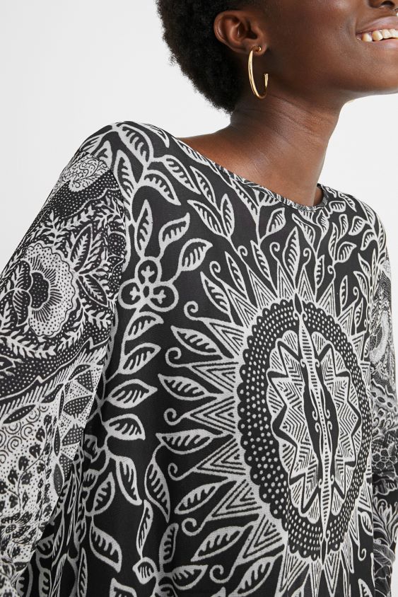 Desigual moterys pūkuoti mandalų marškinėliai apranga S606BV1097
