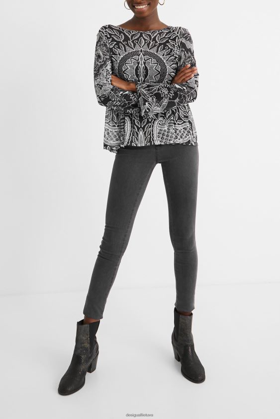 Desigual moterys pūkuoti mandalų marškinėliai apranga S606BV1097