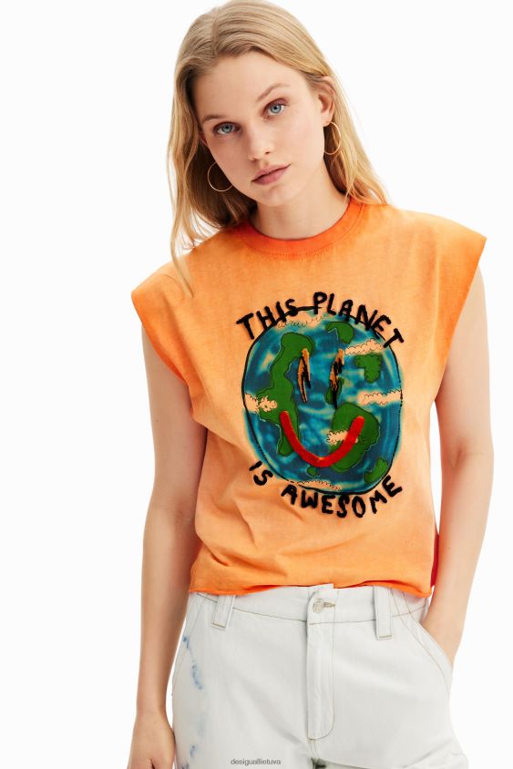 Desigual moterys planetos plovimo efekto marškinėliai apranga S606BV409