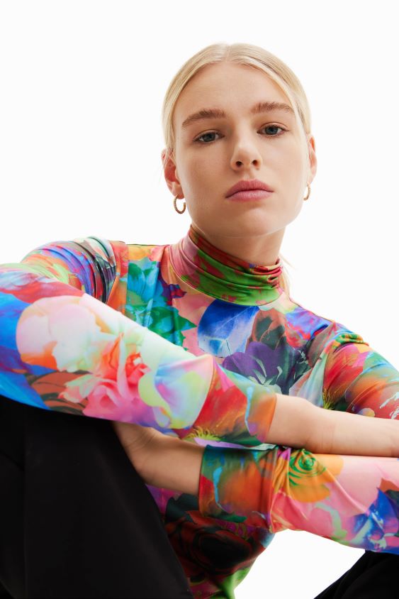 Desigual moterys ploni gėlėti marškinėliai apranga S606BV284