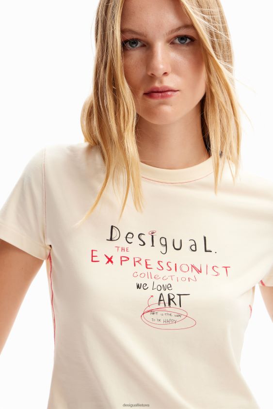 Desigual moterys ploni žinutės marškinėliai apranga S606BV826