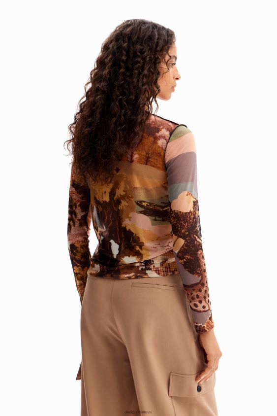 Desigual moterys ploni tiulio gobeleno marškinėliai apranga S606BV109