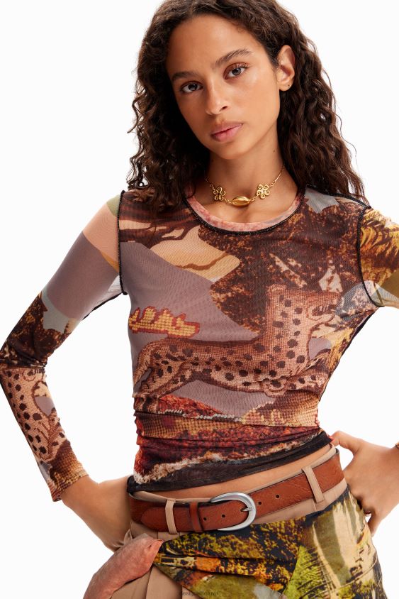 Desigual moterys ploni tiulio gobeleno marškinėliai apranga S606BV109