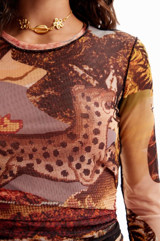 Desigual moterys ploni tiulio gobeleno marškinėliai apranga S606BV109
