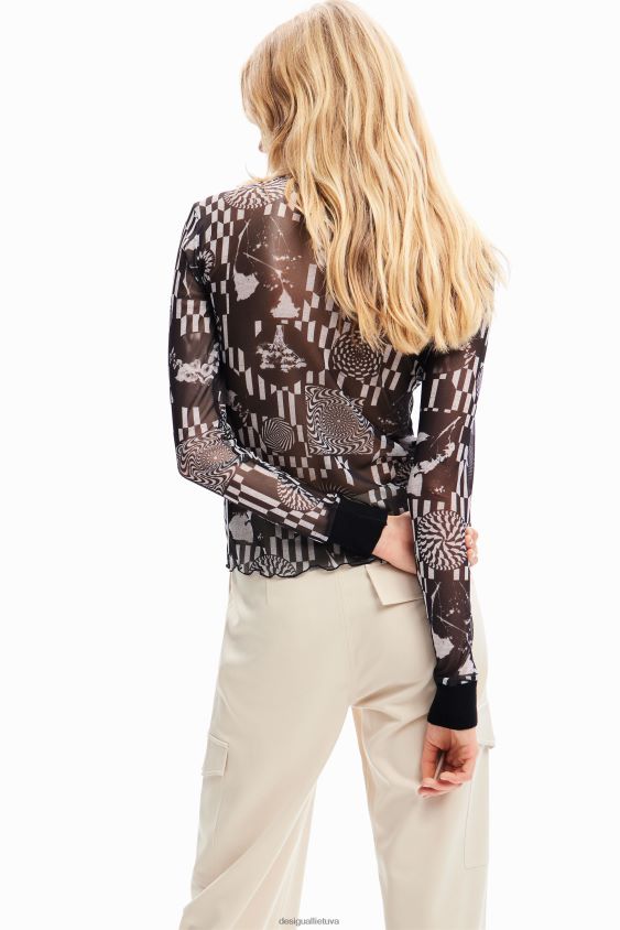Desigual moterys ploni tiulio psichodeliniai marškinėliai apranga S606BV71