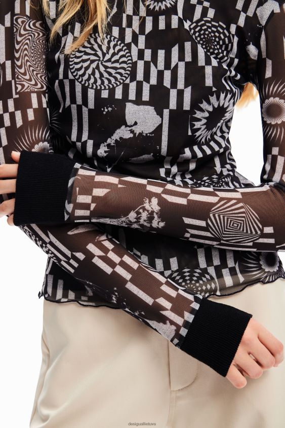 Desigual moterys ploni tiulio psichodeliniai marškinėliai apranga S606BV71