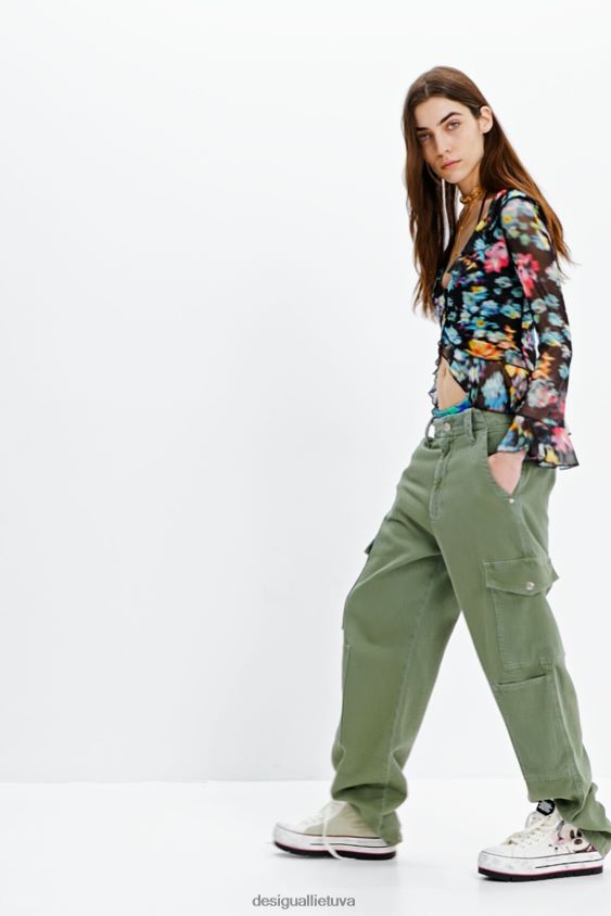 Desigual moterys raukinti gėlėti marškinėliai apranga S606BV608