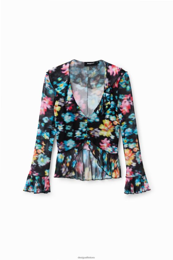 Desigual moterys raukinti gėlėti marškinėliai apranga S606BV608