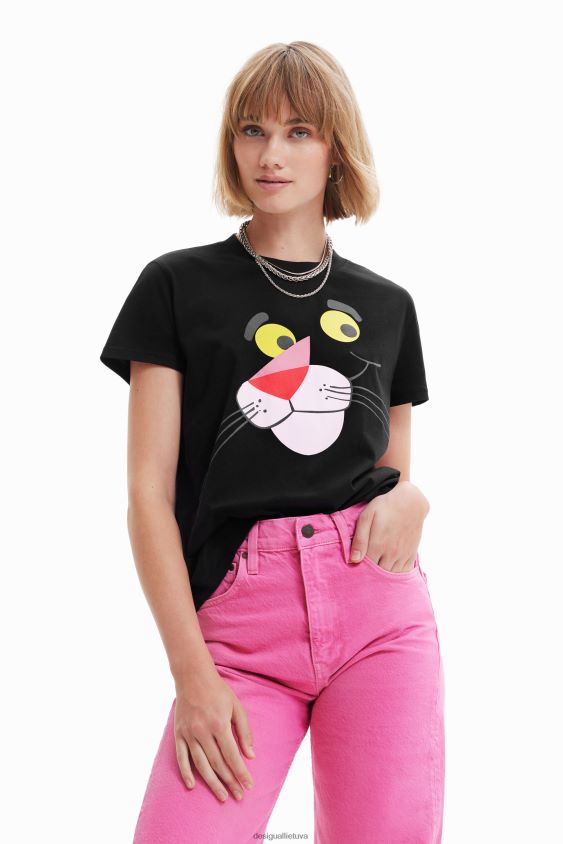Desigual moterys rožinės spalvos panteros marškinėliai apranga S606BV964