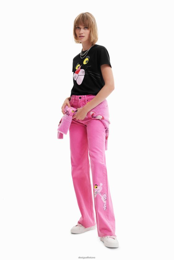 Desigual moterys rožinės spalvos panteros marškinėliai apranga S606BV964
