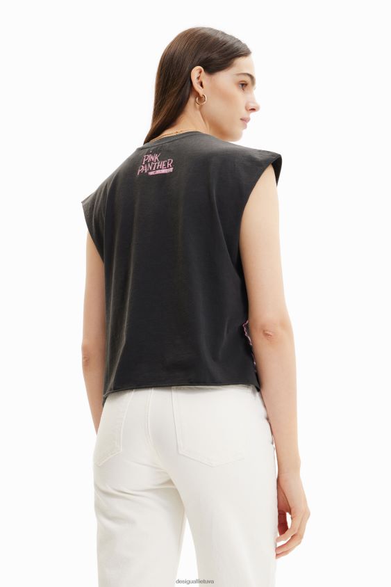 Desigual moterys rožinės spalvos panteros marškinėliai be rankovių apranga S606BV296