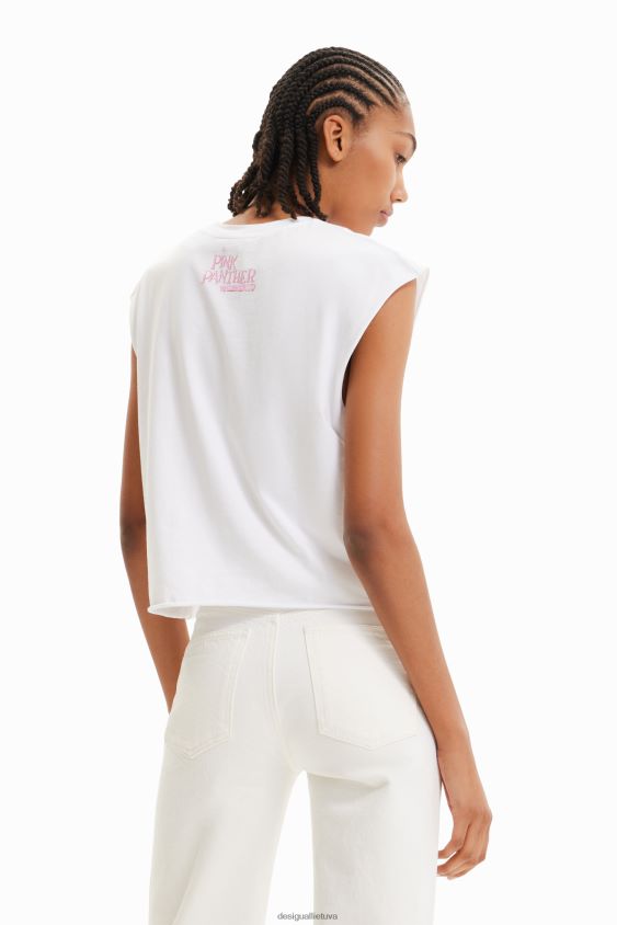 Desigual moterys rožinės spalvos panteros marškinėliai be rankovių apranga S606BV852