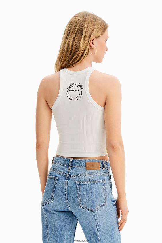 Desigual moterys smiley ploni briaunoti marškinėliai apranga S606BV748