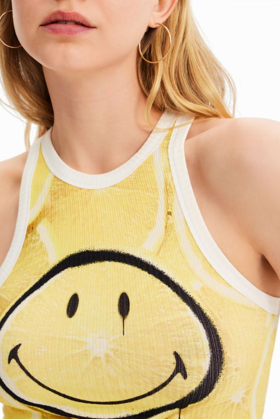 Desigual moterys smiley ploni briaunoti marškinėliai apranga S606BV748