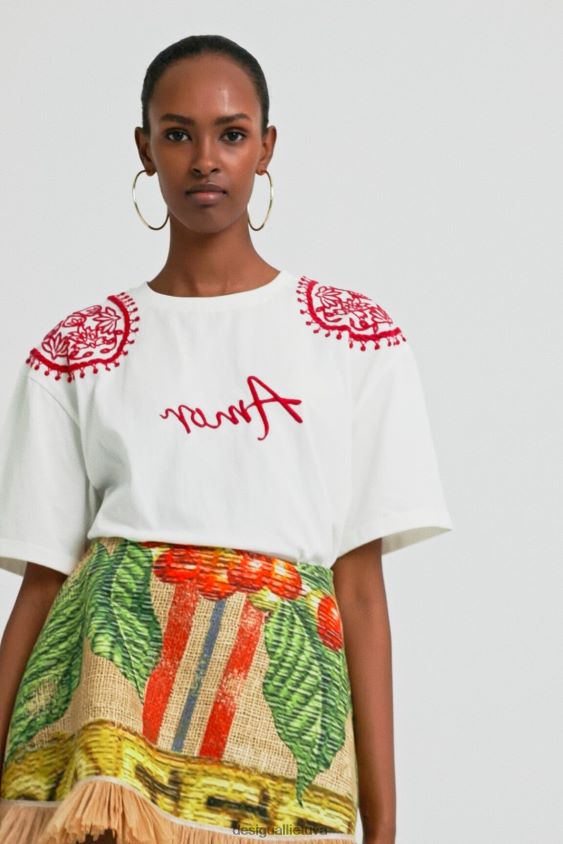 Desigual moterys stella jean siuvinėti marškinėliai apranga S606BV930