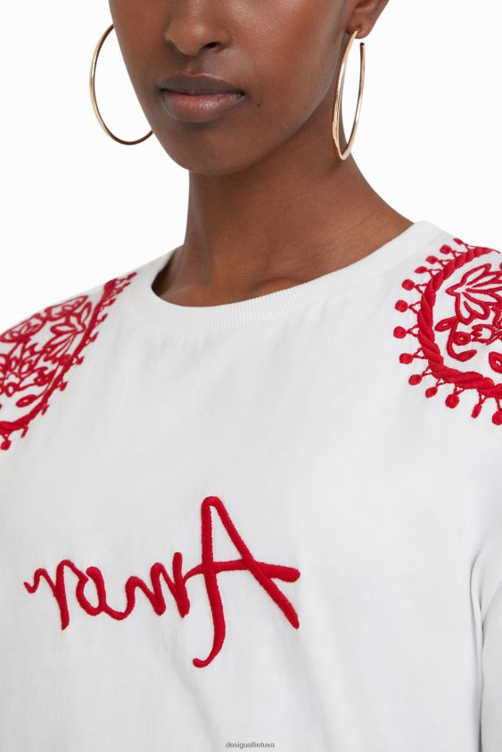 Desigual moterys stella jean siuvinėti marškinėliai apranga S606BV930