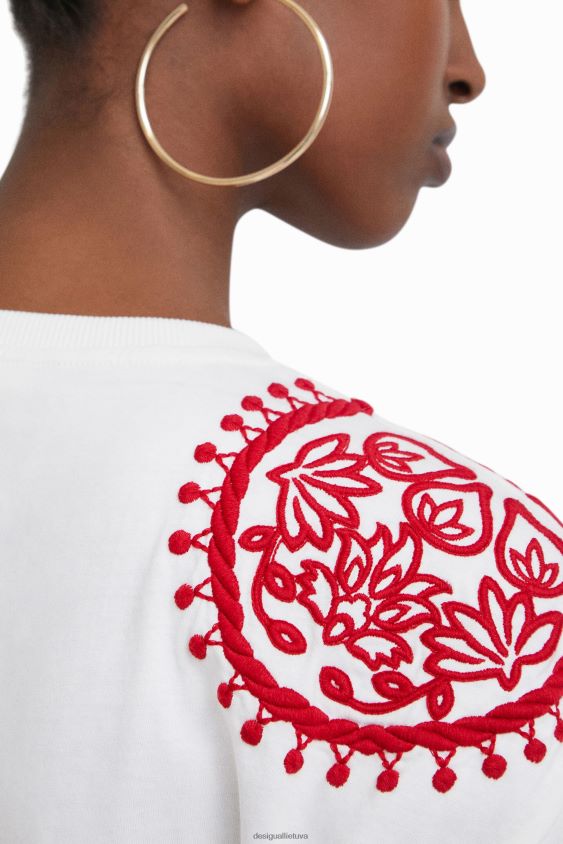 Desigual moterys stella jean siuvinėti marškinėliai apranga S606BV930
