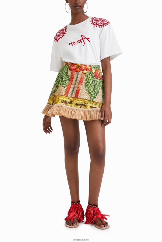 Desigual moterys stella jean siuvinėti marškinėliai apranga S606BV930