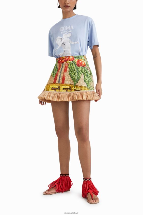 Desigual moterys stella jean statulos marškinėliai apranga S606BV1100