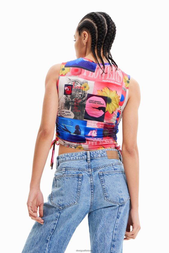 Desigual moterys surinkti koliažiniai marškinėliai apranga S606BV578