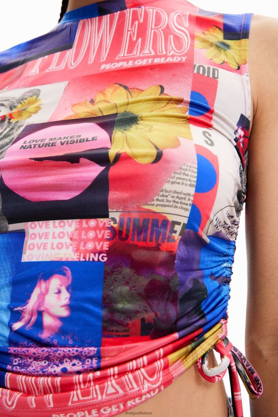 Desigual moterys surinkti koliažiniai marškinėliai apranga S606BV578