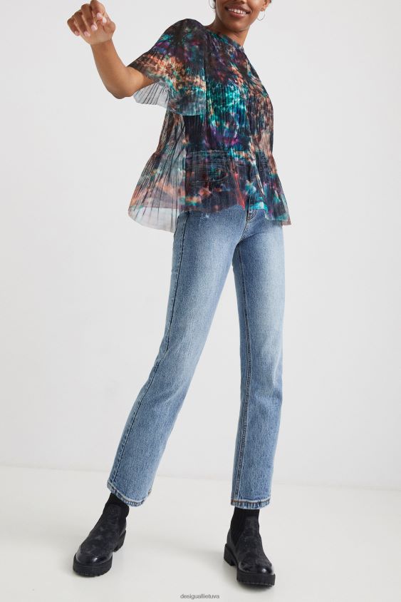 Desigual moterys tinklelio marškinėliai su kaklaraiščiais apranga S606BV1123