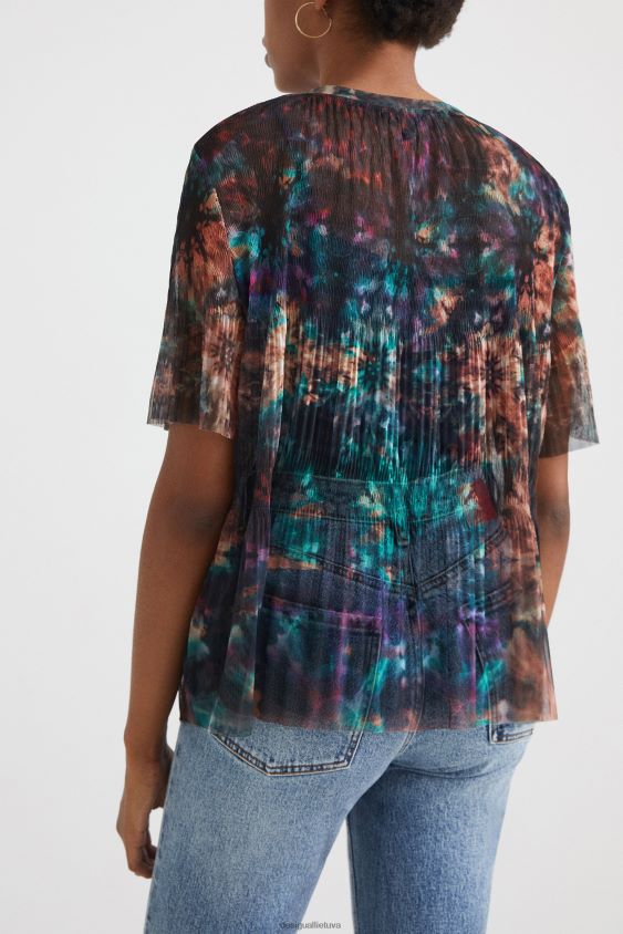 Desigual moterys tinklelio marškinėliai su kaklaraiščiais apranga S606BV1123