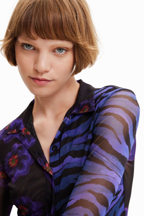 Desigual moterys tiulio gėlių zebro marškiniai apranga S606BV1007