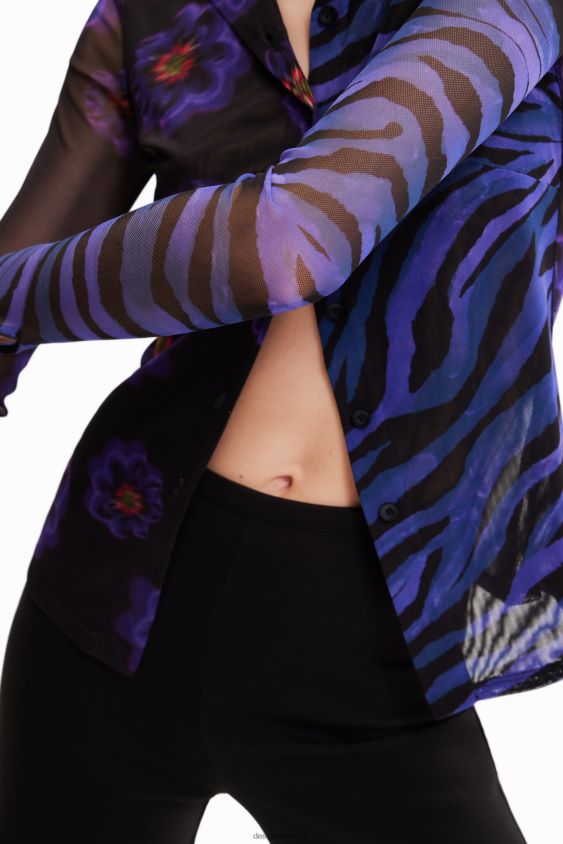 Desigual moterys tiulio gėlių zebro marškiniai apranga S606BV1007