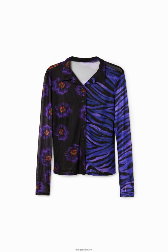 Desigual moterys tiulio gėlių zebro marškiniai apranga S606BV1007
