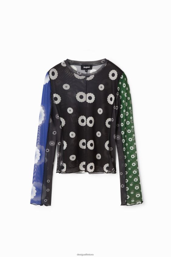 Desigual moterys tiulio kratinio džinsiniai marškinėliai apranga S606BV279