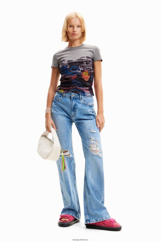 Desigual moterys tiulio laikraščio marškinėliai apranga S606BV915