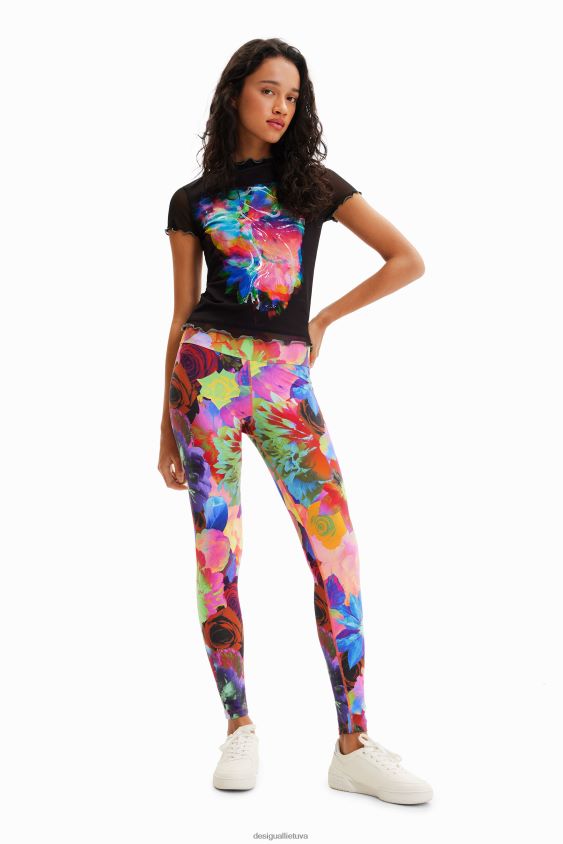 Desigual moterys tiulio ploni gėlėti marškinėliai apranga S606BV848