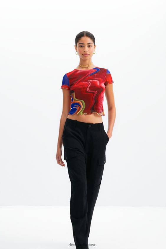 Desigual moterys trumpi marmuriniai tiulio marškinėliai apranga S606BV959