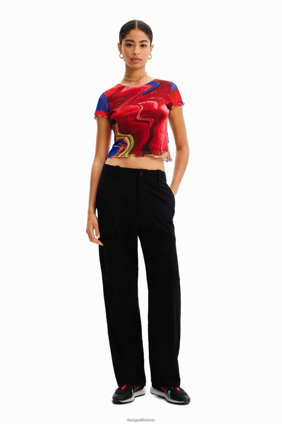 Desigual moterys trumpi marmuriniai tiulio marškinėliai apranga S606BV959
