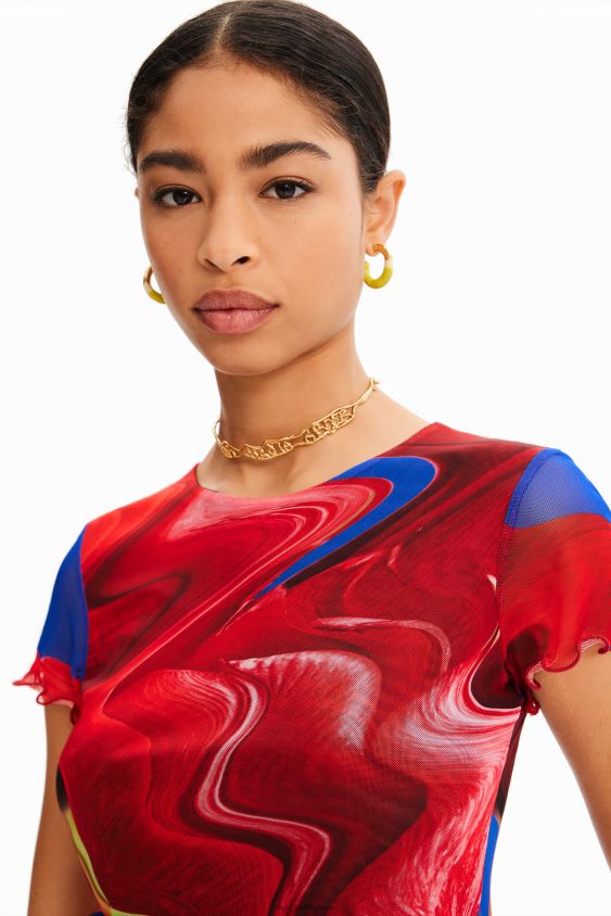 Desigual moterys trumpi marmuriniai tiulio marškinėliai apranga S606BV959