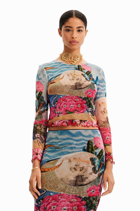 Desigual moterys trumpi ploni fantastiniai marškinėliai apranga S606BV847